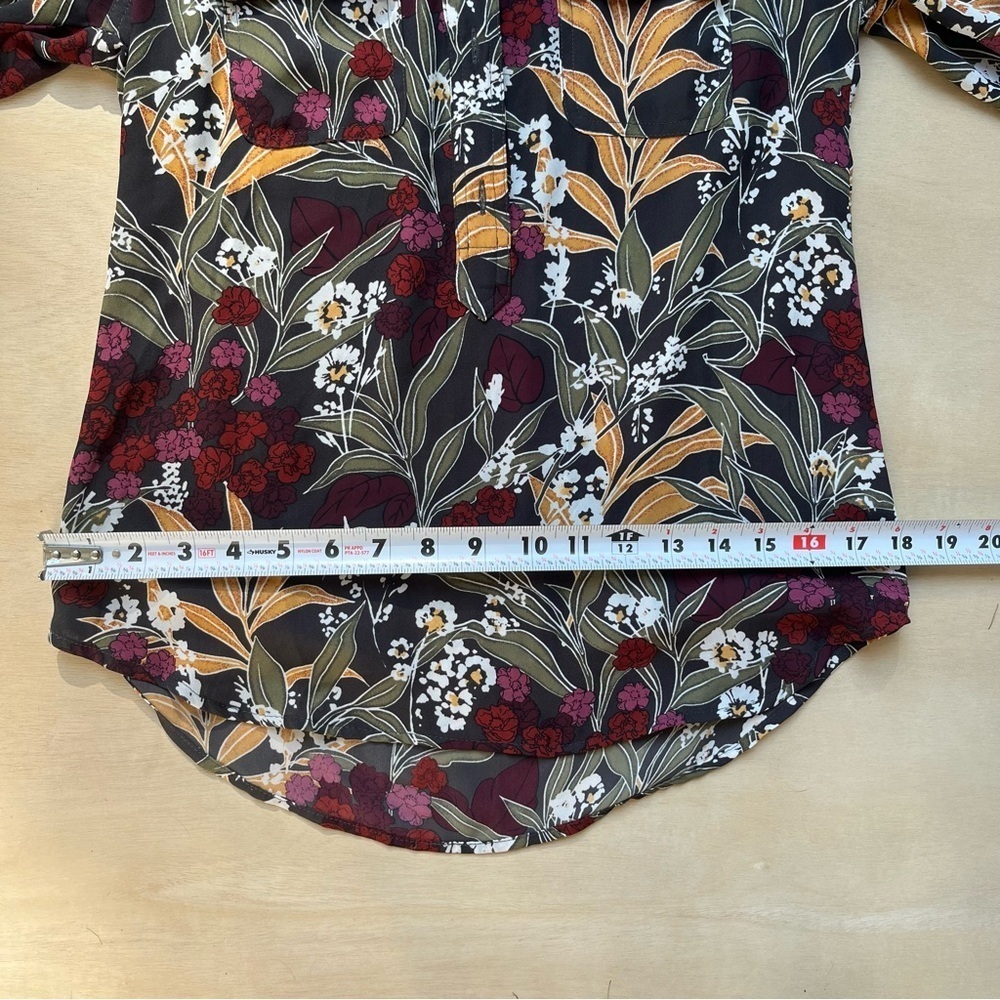 LOFT Petite XXS Button Up Blouse Office Work Business Top Floral Long Sleeve - Picture 7 of 9